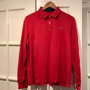 Vineyard Vines red long sleeved polo, size Med